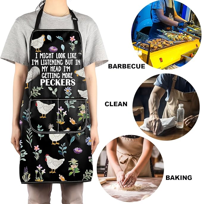 G2TUP Chicken Kitchen Apron - Cooking Apron for Ladies & Farmers