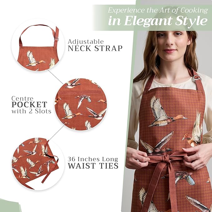 Maison d' Hermine 100% Cotton Apron for women with Pocket Kitchen Chef Apron for Men Cooking Easter Decorations