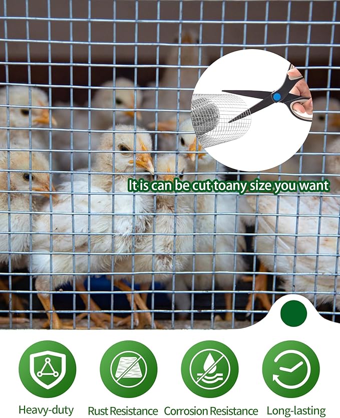 1/4" x 48" x 100FT Silver Hardware Cloth - Hot-Dip Galvanized Chicken Wire Fencing, 23 Gauge Welded Wire Mesh Roll for Chicken Coop, Rabbit, Snake, Deer Fencing and Garden/Tree Protection