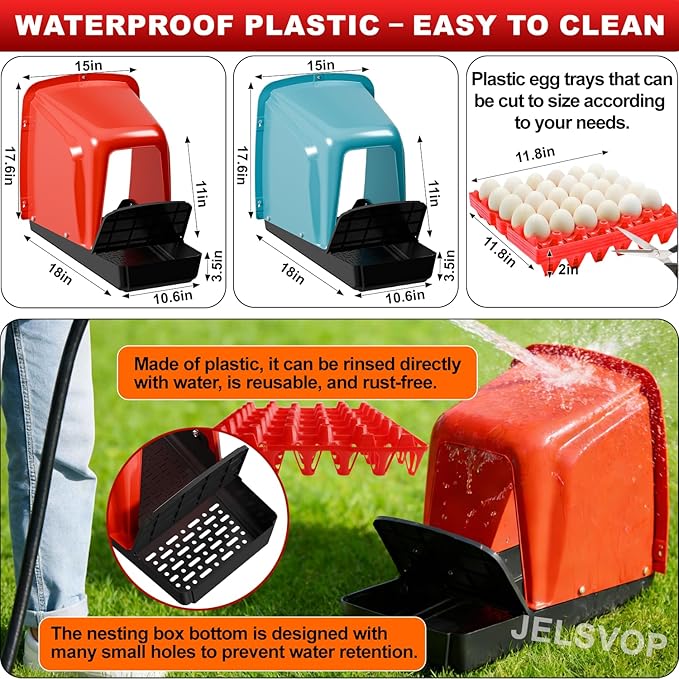 Roll Away Chicken Nesting Box with Egg Holder Tray, Plastic Hen Laying Box for Chicken Coop, Automatic Egg Collection Nest Box, Wall Mounted Nesting Boxes for Chickens, Easy Clean - Green 8 Pack