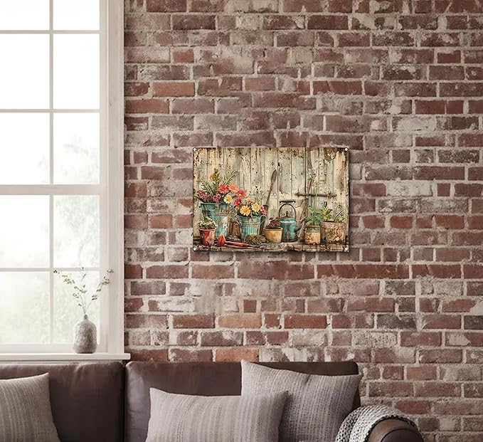 Vintage Flower Garden Metal Sign Rustic Farmhouse Daisy Floral Wildflowers Tin Signs Still Life Gardening Aluminum Wall art for Home Garden Patio Farm Yard Bar Bathroom Decor 8x12 Inch