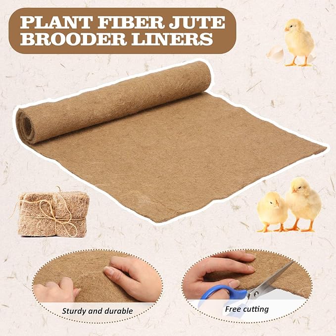 8 Pack Jute Chicken Nesting Pads, 30 x 22 Inch Nest Mats Nesting Brooder Liners for Chicken Coop, Poultry and Small Birds