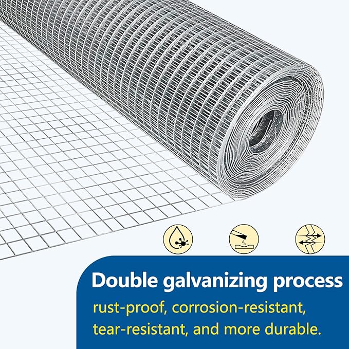 Hardware Cloth 1/4 inch Chicken Wire Fencing Double Hot-Dipped Galvanized After Welding Wire Fence，Duty Rust Proof Fencing for Gardens, Poultry Animal Netting Cage Screen (1/4inch 36in x 100ft)