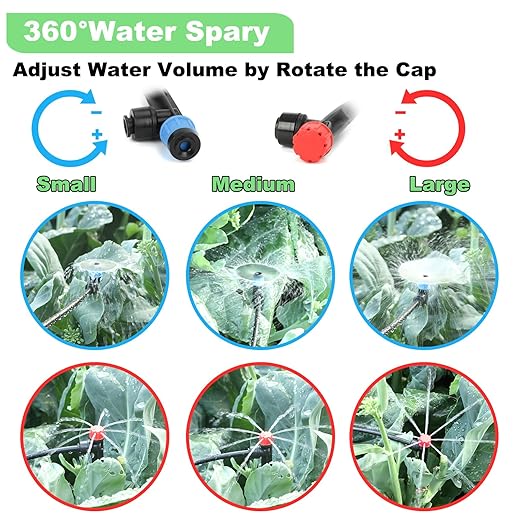 177FT Drip Irrigation Kit – 2026 New Quick-Connect Micro Irrigation System with 46FT 1/2'' Tubing, Locking Nozzle Emitters, Adjustable Misting Sprayers for Gardens, Lawns, Raised Beds and Greenhouses