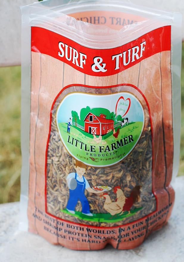 Surf & Turf | Dried River Shrimp & Mealworm Chicken Treat Premium Poultry Mix | 1 lb