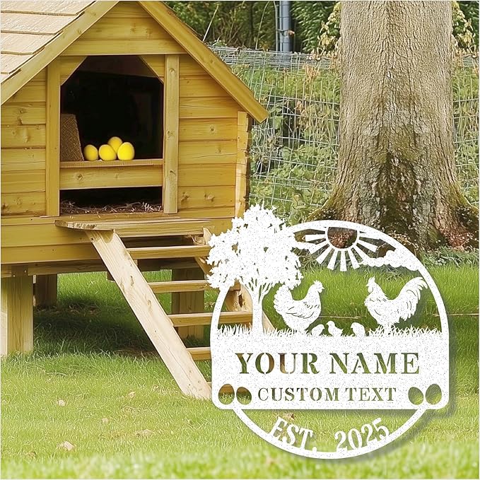 Custom Chicken Coop Signs, Personalized Chicken Coop Sign, Custom Metal Farm Signs for Outdoor, Chick Hen House Sign Funny Farmhouse Outside Wall Decor Gift