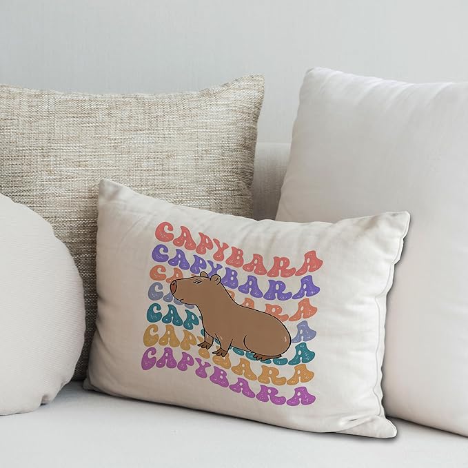 Funny Capybara Pillow Covers 12x20, Capybara Lover Gifts, Funny Animal Hydrochoerus Decorative Lumbar Pillow Covers for Home Bedroom Living Room