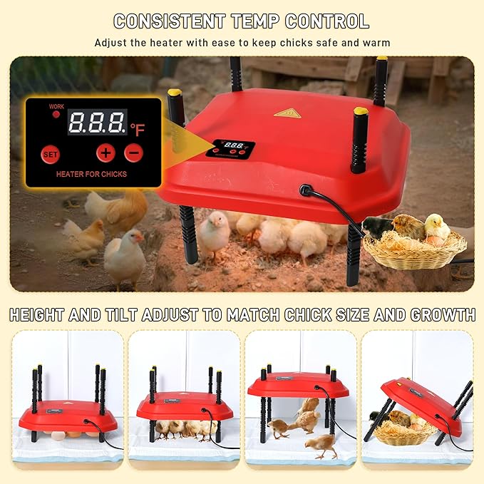 Upgraded Brooder Box for Chick Starter Kit, Chicken Brooder Playpen with 12 * 12inch Brooder Heat Plate, Chicks Feeder & Waterer, Chick Perch Up to 25 Chicks,Duck,Quail