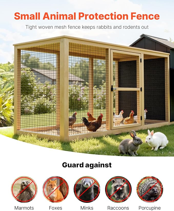 VEVOR Hardware Cloth 24 in x 25 ft, 2 x 3 in Mesh 16 Gauge Galvanized Wire Mesh Roll, Weather-Resistant Vinyl Coated Chicken Wire Fencing, Heavy Duty Welded Garden Plant Fencing for Rabbit Cage Snake