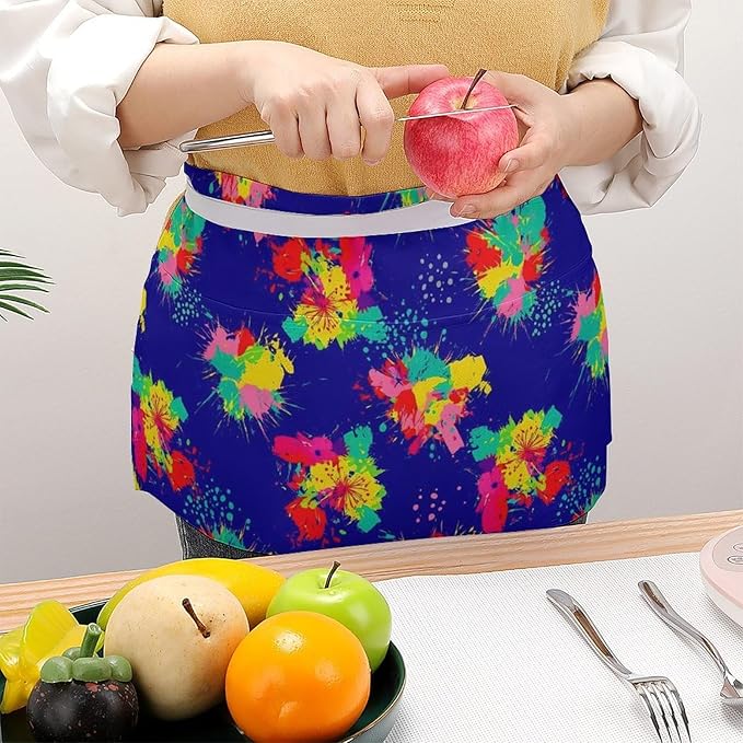 Half Apron with 3 Pockets Chef Cooking Kitchen Restaurant Aprons for Women Men