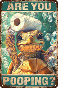Vintage Bathroom Ocean Turtle Metal Sign Bathroom Ocean Turtle Toilet Novelty Metal Poster Home Kitchen Aluminium Sign Art Wall Decor 12x8 Inch