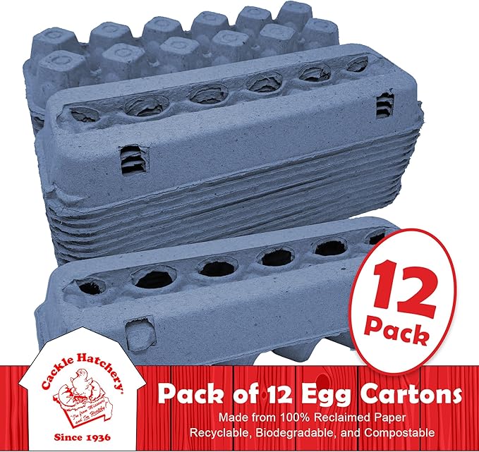 Cackle Hatchery Vented Paper Pulp Egg Cartons - Blue (12)