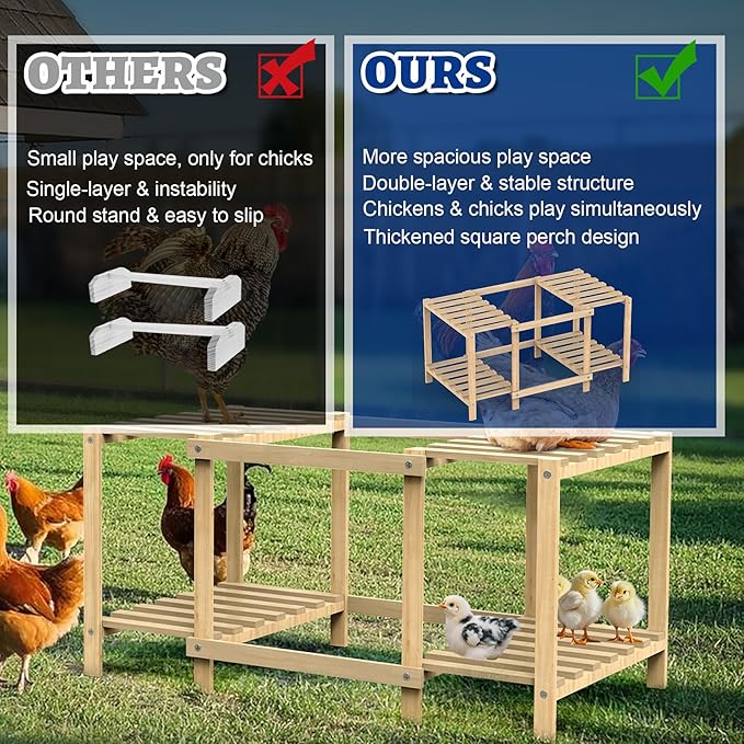 Chicken Perch, Unique Chick Jungle Gym, Strong Roosting Bar Chicken Ladder for Coop & Brooder, Large Chicken Supplies for Coop Accessories, Training Perch Toy for Chickens, Chick, Poultry