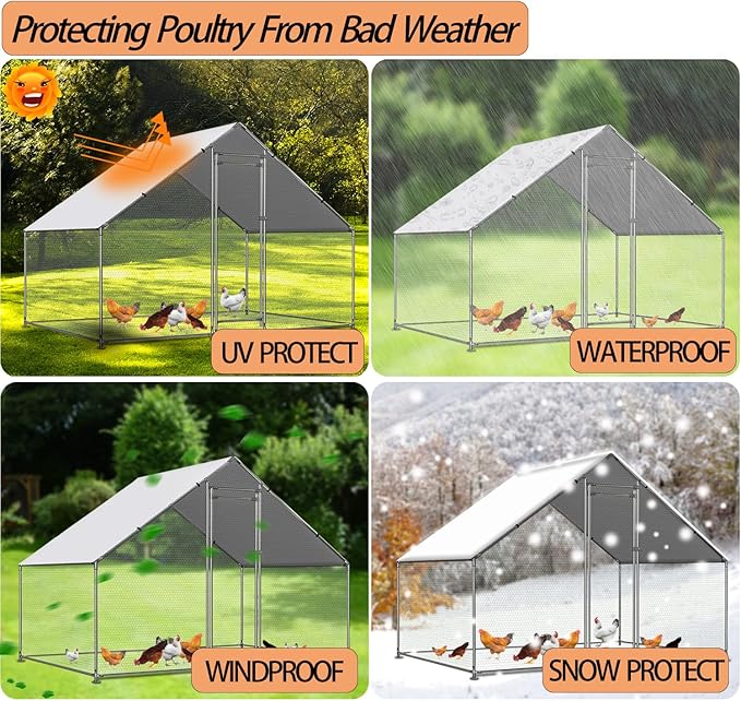 Chicken Coop Cover Waterproof and UV, 11.3 * 6.3 FT Chicken Run Cover for Winter with Ball Bungees Cords, Shade Cloth for Large Chicken Coop, Walk-in Chicken Run Pen, Chicken Coop Tarp (1 Pack)