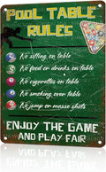 Retro Pool Table Rules Tin Sign Vintage Metal Poster Nostalgic Wall Art Bar Pub Man cave Shop Living Room Bedroom Game Room 16 * 12 In