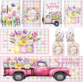 10 Pcs Spring Flower Farmhouse Kitchen Decor Set Dish Towels Kitchen Rugs Oven Mitts and Pot Holders Set for Cooking Baking Grilling Women Mom Daughter Gift(Vibrant Color)