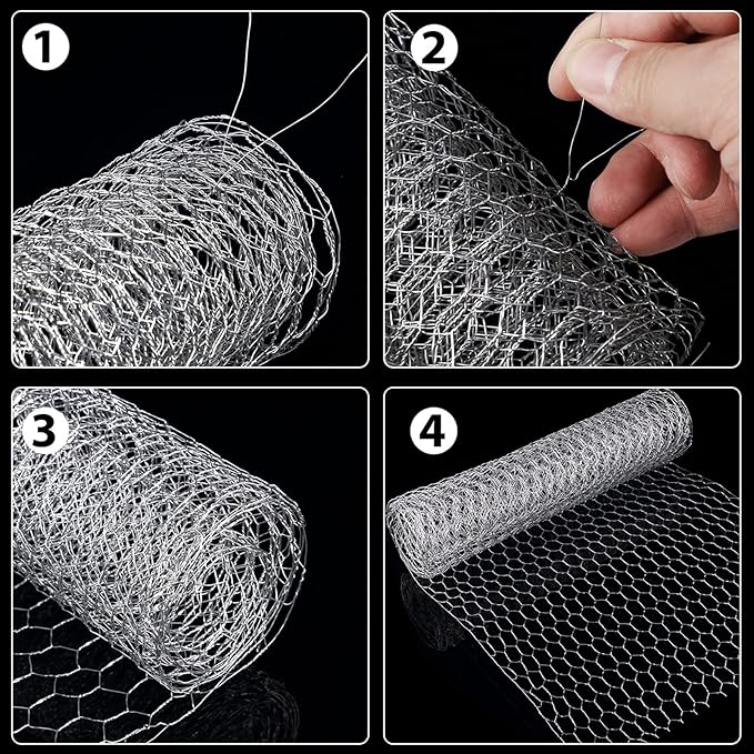 SATINIOR 2 Sheets Chicken Wire Net for Craft Work, Galvanized Hexagonal Wire Mesh (13.7 x 80 Inches, Silver)