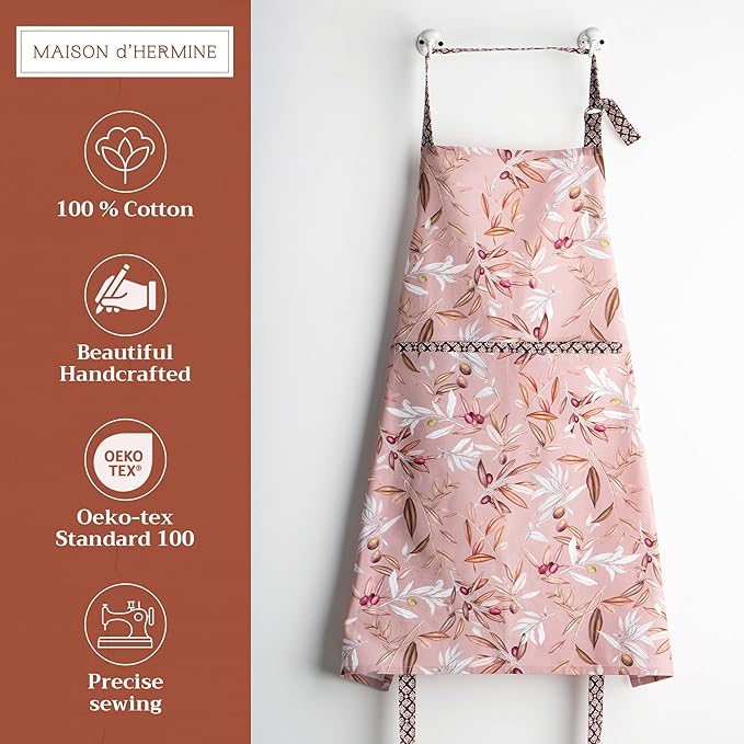 Maison d' Hermine 100% Cotton Apron for women with Pocket Kitchen Chef Apron for Men Cooking Easter Decorations