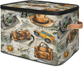 Storage Cubes with Lid Fabric Storage Bins Boxes PU Leather Handles, Cars Travel Closet Organizer Container Foldable Washable Shelf Cloth Basket, Tropical Palm Leaves