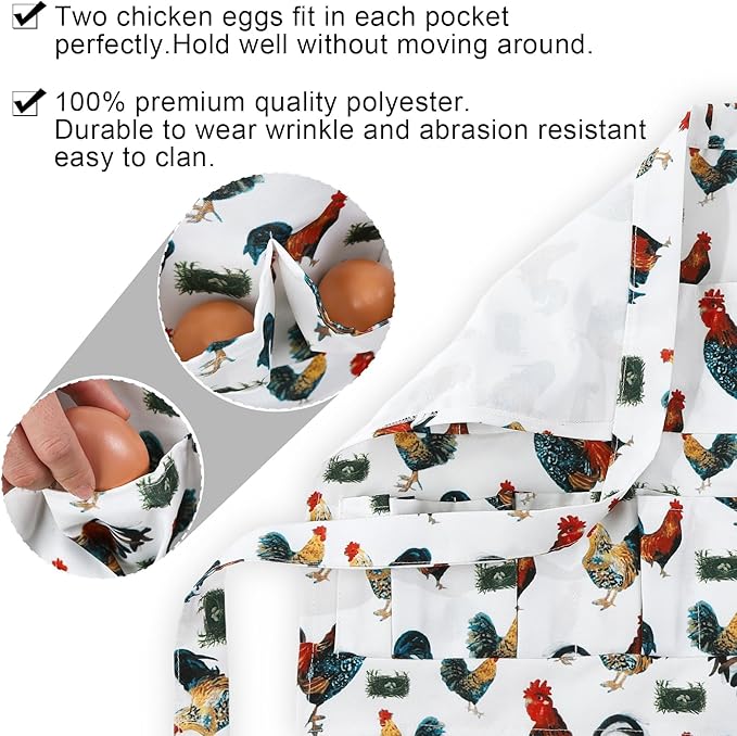 Egg Collecting Apron, 12 Pouches Chicken Egg Apron, Farmhouse Aprons for Chicken, Duck, Goose, Poultry Collection
