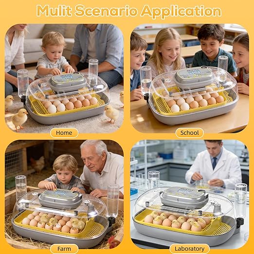 Incubator for Hatching Eggs-24 Egg Capacity, Automatic Egg Turner, Temperature & Humidity Control, 360° Viewing for Chicken, Duck and Quail Eggs