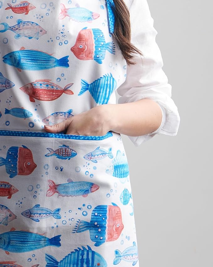 Maison d' Hermine 100% Cotton Apron for women with Pocket Kitchen Chef Apron for Men Cooking Easter Decorations