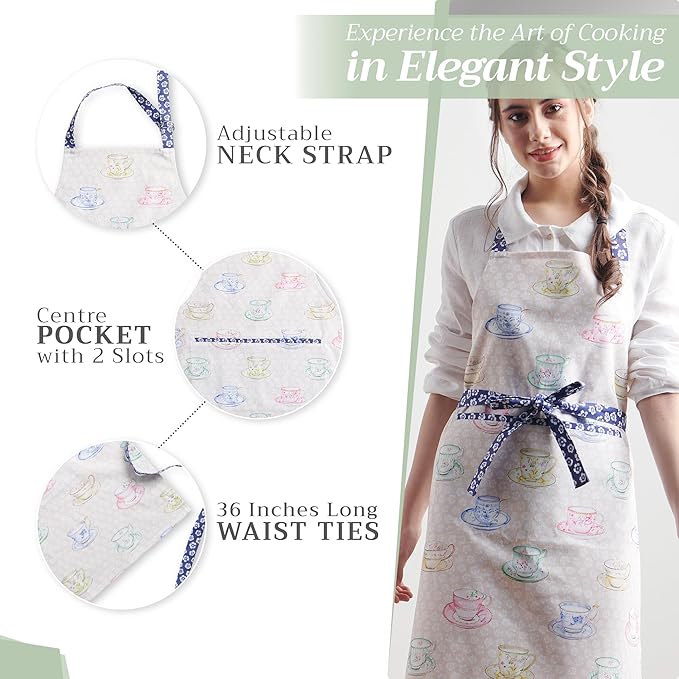 Maison d' Hermine 100% Cotton Apron for women with Pocket Kitchen Chef Apron for Men Cooking Easter Decorations
