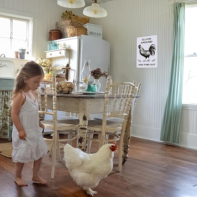 Chicken Coop Signs, Cluck Around and Find Out, Metal Signs for Farmhouse, Garden, or Kitchen Decor, Chicken Signs for Coops and Farms(8" x 12")