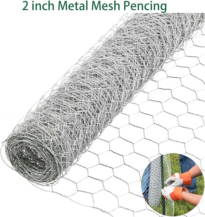 72 in x 50 ft, 2 inch Metal Mesh Pencing, Chicken Wire Fencing, Hexagonal Galvanized Poultry Wire Netting for Chicken, Duck, Goose, Rabbit Fencing