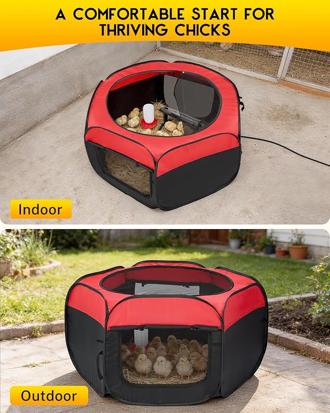 Chicken Brooder Box for Chicks, Magicfly Chick Starter Kit with 15 x 11 Inch Brooder Heating Plate, Chicken Brooder Tent/Pen/Playpen with Chicken Perch, Feeder & Waterer, for Chicks, Duck, Quail