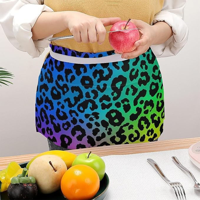 Unisex Apron for Cooking Server Waitress Half Waist Apron with 3 Pockets