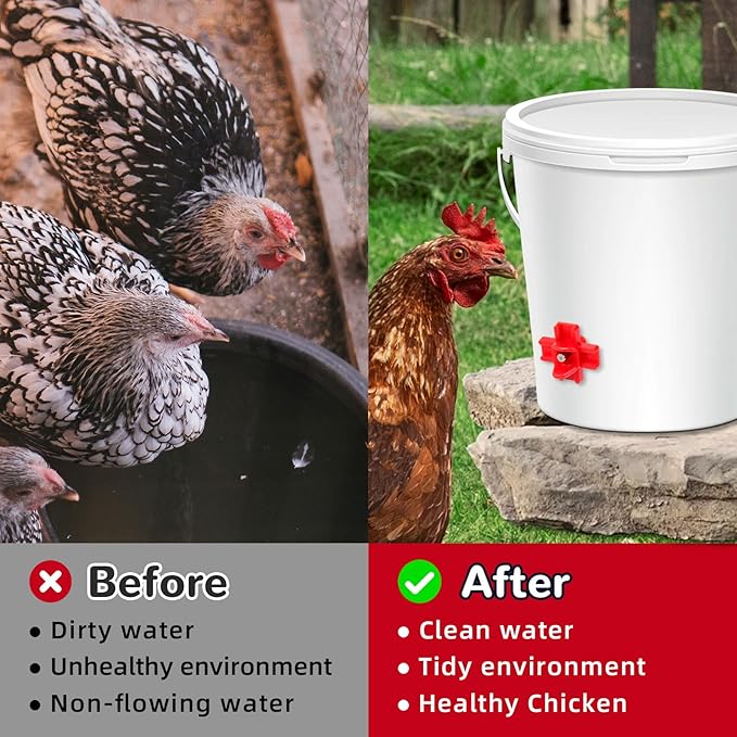 12 Pcs Chicken Waterer Nipples, Horizontal Chicken Waterer Nipples with Drill Bits, Automatic Poultry Nipple Watering for Poultry Coop Ducks, Non Leak