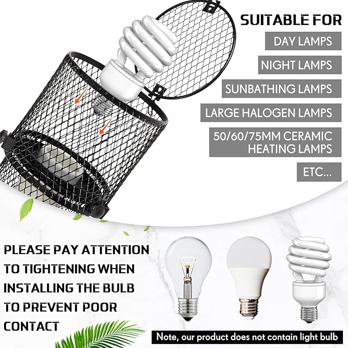 VIHOSE 4 Pcs Retractable Reptile Heat Lamp Holder Reptile Anti Scald Lampshade Ceramic Heat Emitter Heating Lamp Shade with Switch for Pet Amphibian Snakes Lizards Turtle Frogs Chicks, Without Bulb