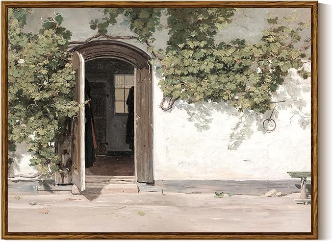 InSimSea Framed Canvas Wall Art Vineman Climbing The Walls Farmhouse Wall Decor Opening Door Painting Canvas Print Art Home Decor Aesthetic For Bedroom Bathroom Office 12x16in