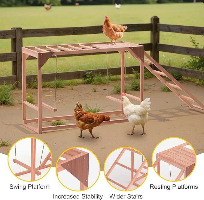 Chicken Perch Swing,Chicken Roosting Bars for Chickens in Coop Perfect for Backyard Poultry Farm Chick Toys Easy to Assemble & Clean 68.31"X15.75"X27.56"