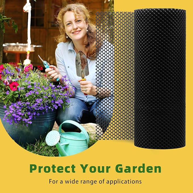 15.7INx43FT UV Resistant Black Plastic Mesh Fencing Roll for Chicken Dogs Rabbit Snake Poultry Barrier Gardening, Thicker Wire Mesh Netting Fence for Balcony Garden Pet Enclosure Plant Support DIY