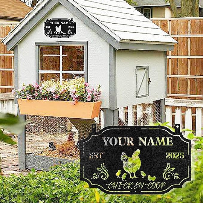 Custom Chicken Coop Signs, Personalized Funny Chicken Coop Signs, Custom Metal Farm Signs for Outdoor, Chick Hen House Sign Funny Farmhouse Outside Wall Decor Gift