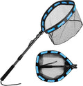 PLUSINNO Fishing Net Fish Floating Landing Net, Kayak Nets with Fixed Foldable Telescopic Pole Handle, Bass Trout Fishing Nets with Nylon Mesh for Pond Lake River, Fishing Gear Gifts for Men Anglers
