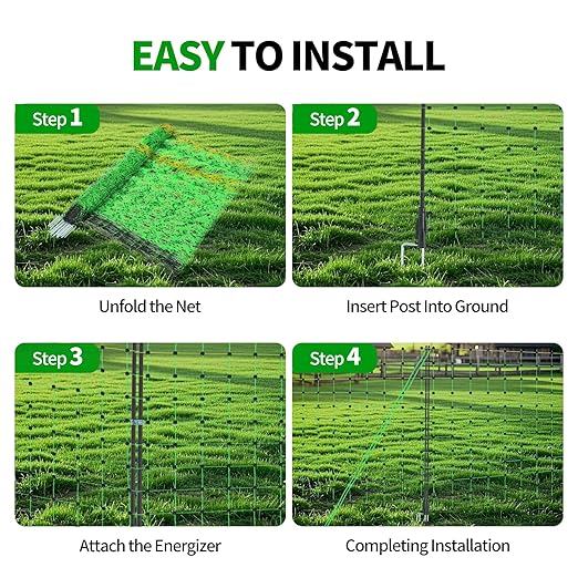 Electric Fence Netting, 49.6" H x 164' L, Portable Livestock Nets Mesh for Hogs, Cattle, Sheep,Turkey, Goat, Larger Animals,PE Net Fencing Used in Backyards, Farms and Ranches and Gardens