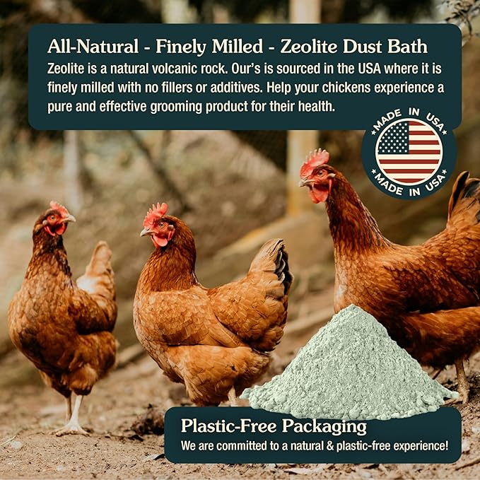 Zeolite Chicken Dust Bath, 18 lb | All-Natural Finely Milled Zeolite Dust | Natural Kraft Box Packaging | Made in The USA