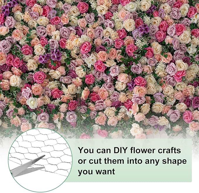 Chicken Wire for Floral Arrangements, 14 x 79 in Galvanized Iron Hexagonal PVC Coated for Crafts/Poultry/Garden, Chicken Wire Netting Fence Mesh [Silver Tone]