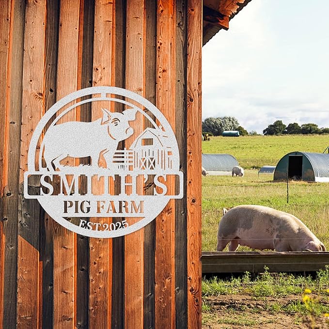 Personalized Hanging Metal Farm Signs, Personalized Outdoor Ranch Sign, Outdoor Farm Signs,Last Name Metal Sign,Custom Large Farmhouse Sign (Design 6)