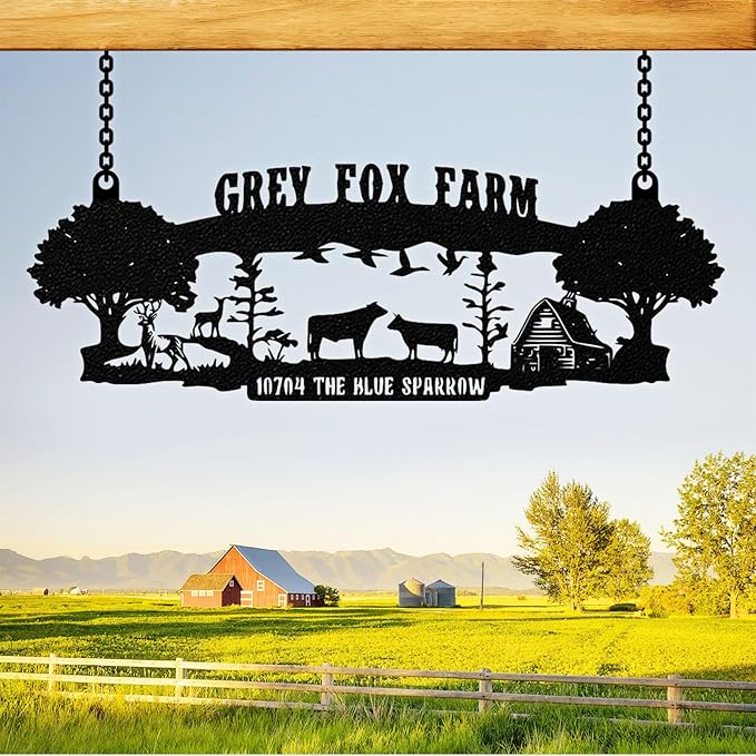 Personalized Farm Sign, Custom Farm Metal Signs Outdoor, Custom Ranch Sign, Customized Family Name Metal Signs for Farms, Ranch, Barn, Farmhouse, Housewarming Rancher Gifts