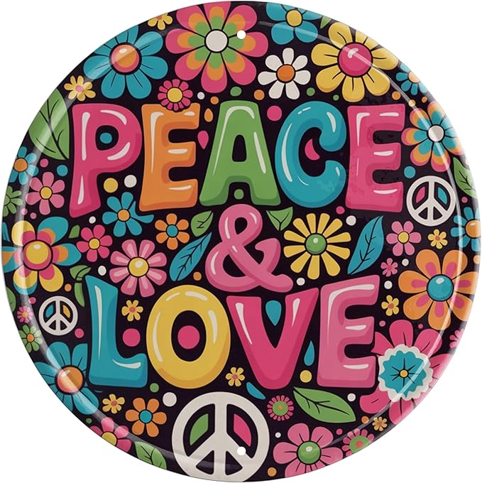 CSWLJS Room Decor Peace And Love Metal Tin Sign 8x8 In Durable Indoor/Outdoor Gift Vintage Wall Art Decor