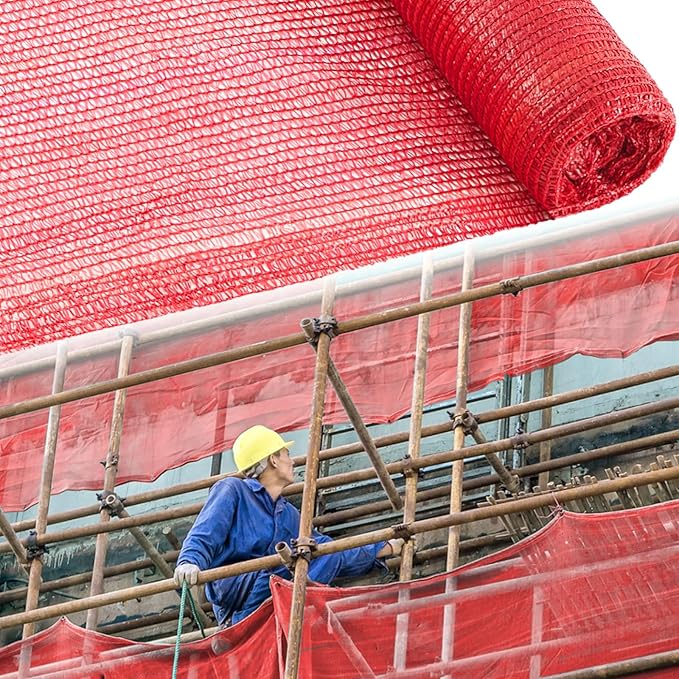 1 Roll 3.3' x 164' Safety Snow Fence Net HDPE High Visibility Temporary Barrier Construction Netting Safety Warning Roadblock for Snow Fencing Garden Poultry Driveway (Red)