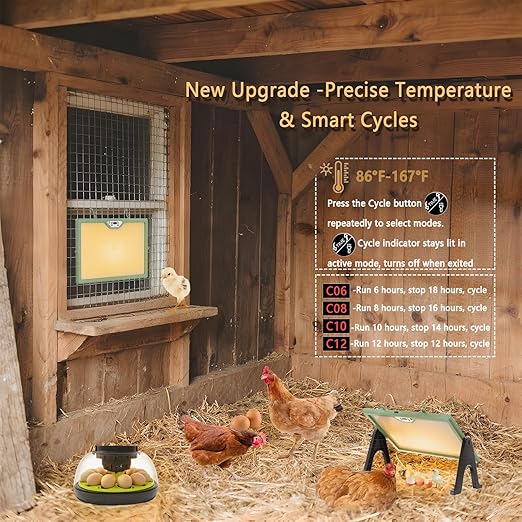 Brooder-Chick Brooder, Chicken Coop Heater 35W 12''x12'' with Adjustable Temperature, Safe Heating Plate for Baby Chicks and Poultry Warmth (Green)