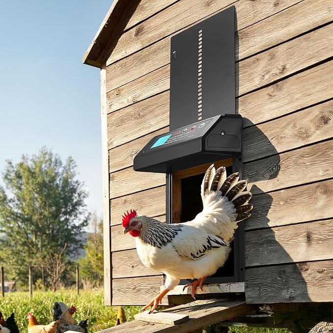 VEVOR Automatic Chicken Coop Door, Battery Powered Chicken Coop Door with Timer & Manual Setting, Anti-Pinch Security, Durable Aluminum Alloy, Auto Chick Run Gate Opener with Waterproof Sealing, Black