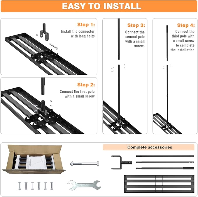 GAW Black Lawn Leveling Rake, 40" x 10" 7.2ft Handle Heavy Duty Ground Plate Rake for Lawns, Effort Saving Lawn Leveler Tool, Levelawn Tool for Yard, Backyard, Garden, Golf Couse, Farm, Pasture