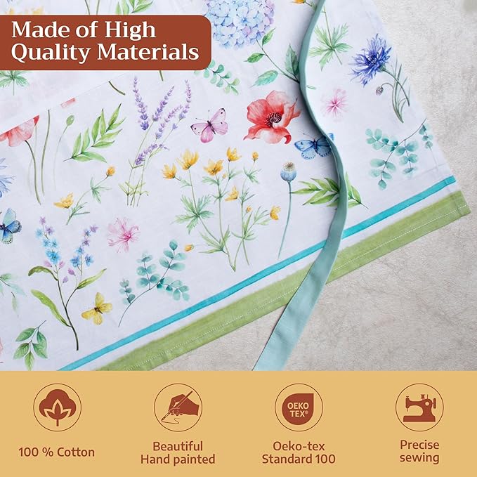 Maison d' Hermine 100% Cotton Apron for women with Pocket Kitchen Chef Apron for Men Cooking Easter Decorations