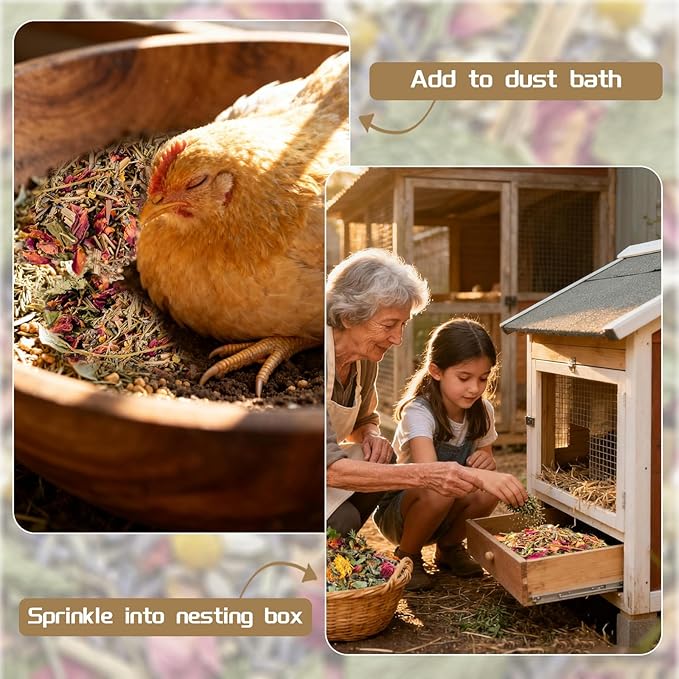 18oz Premium Nesting Herbs | Chickens Coop & Nesting Box Odor Control | 8 Natural Dried Herbs Blend for Hen Comfort, Coop Freshness & Egg Laying Support, Poultry Treats & Coop Accessories